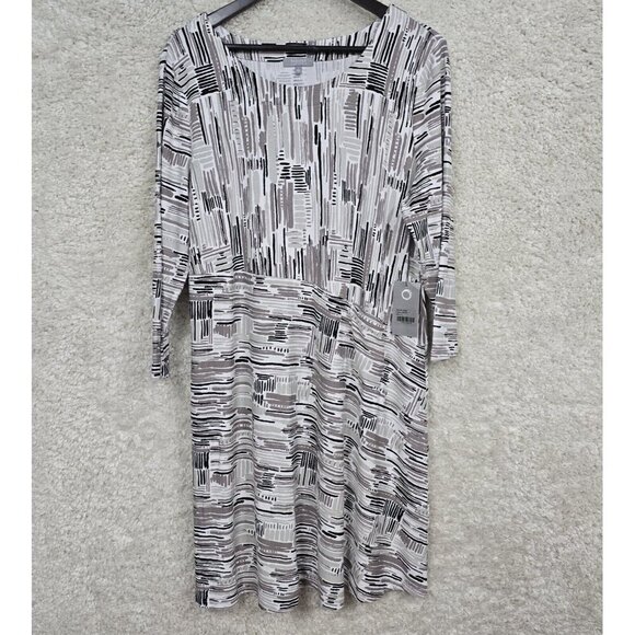 Habitat Gray Pullover Dress Large Artsy Stretch 3/4 Sleeve Casual Above Knee - Picture 1 of 14